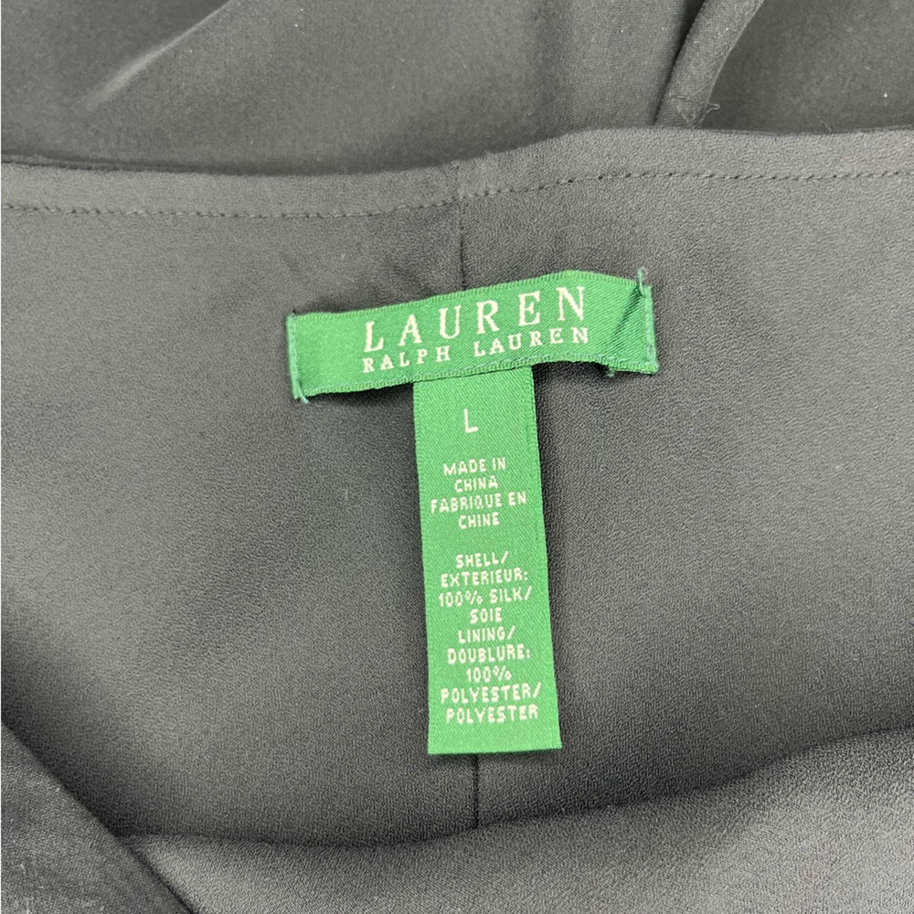Lauren Ralph Lauren 100% Silk Black Flowy Skirt Large Business Office Feminine - Picture 5 of 5